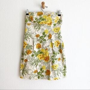 Vintage Original Forever 21 Retro Floral BohoYellow Strapless Dress